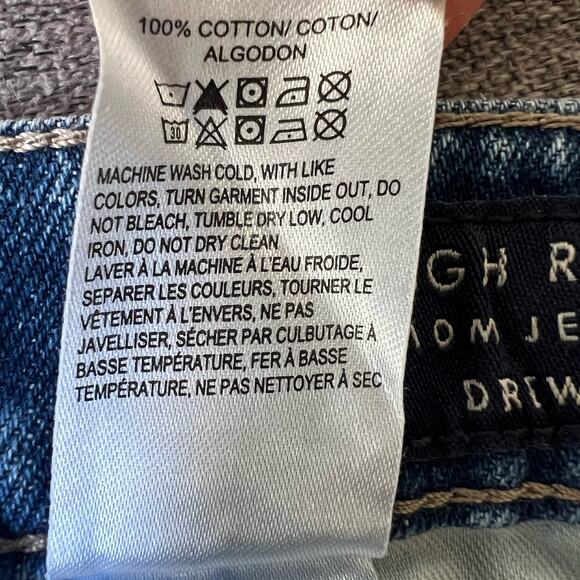 LUCKY BRAND High Rise Mom Jeans Drew Blue Sz 10/30 Raw Hem Exposed Buttons Ankle - Picture 8 of 11